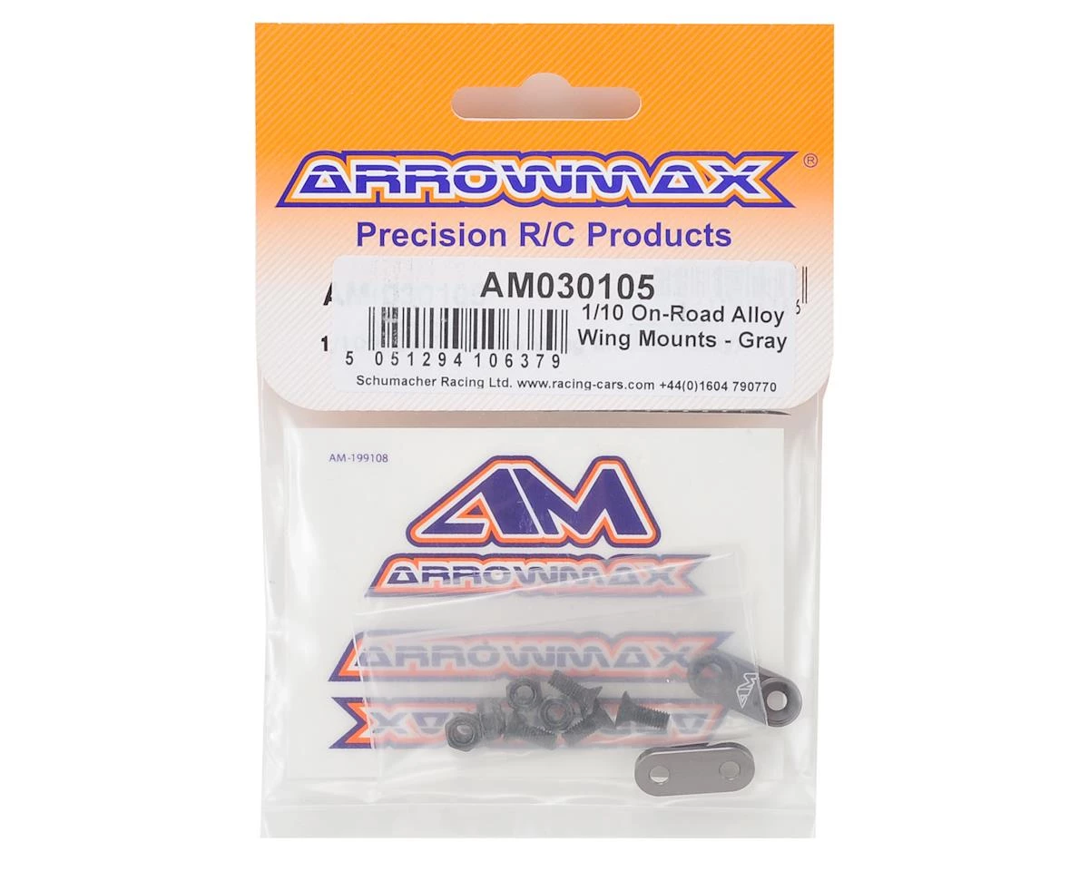 AM Arrowmax Aluminum 1/10 On-Road Wing Mounts (Grey) 4 AM Arrowmax Aluminum 1/10 On-Road Wing Mounts (Grey) - Image 2